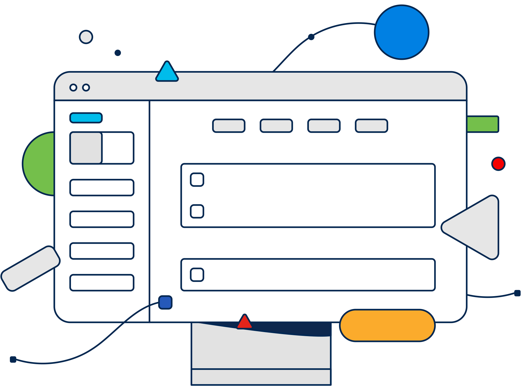 さまざまな階層のデータを処理する FSO を表す図